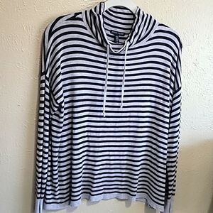 Eileen Fisher Tunic Sweater Blouse Striped Cowl-Neck Dolman-Sleeve Women Size S